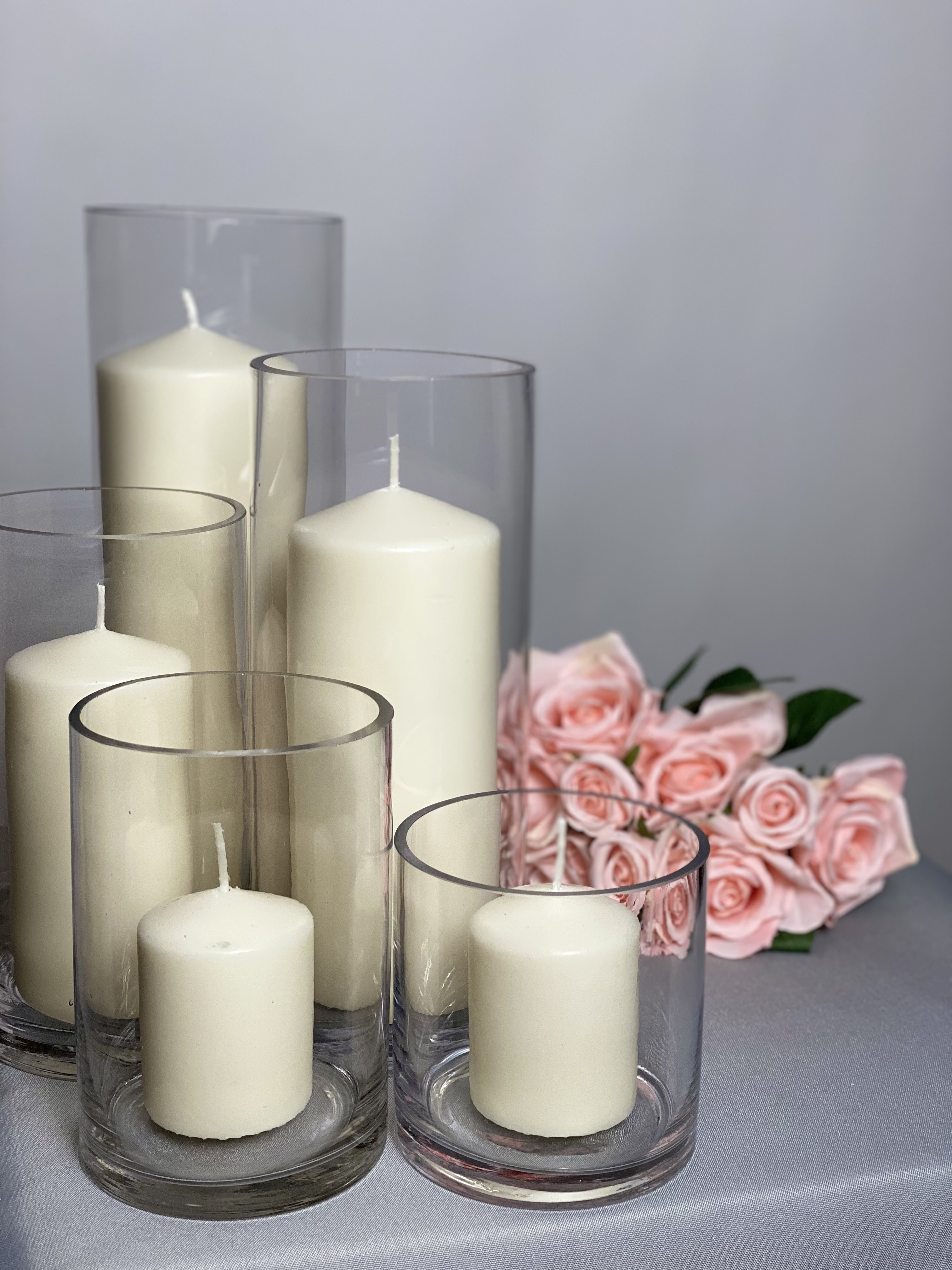 Clear Pillar Candle Holders